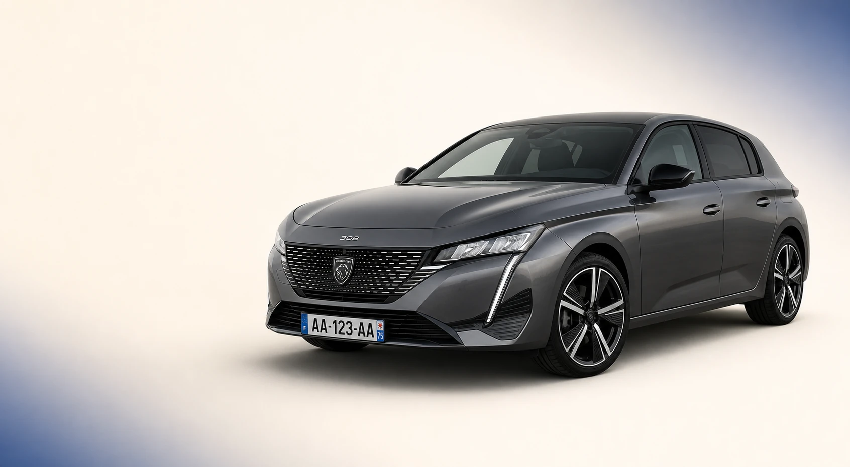 Peugeot compacte prise en charge dans l'atelier Recacor pour un changement de pneus